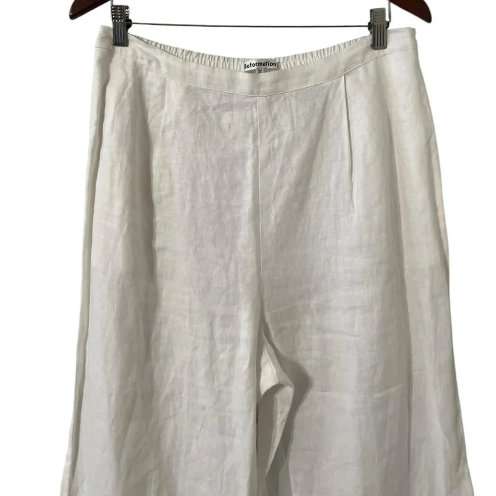 NEW REFORMATION Violet White Linen Lace Wide Leg Pants Trousers
